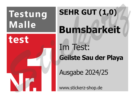 Sticker Testsieger "Bumsbarkeit"